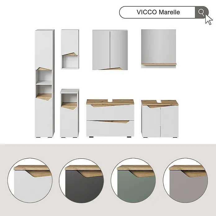 Vicco Spiegelschrank Marelle Grün/Artisan mit höhenverstellbarem Einlegeboden - Sonstiges, Grün/Artisan