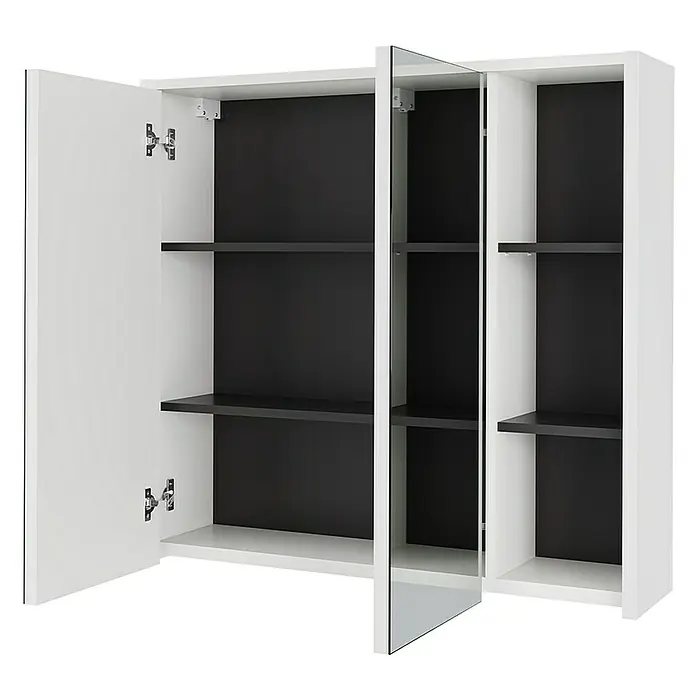 Vicco Spiegelschrank Viola Weiß/Grau mit offenen Regalen - Sonstiges, Weiß/Grau