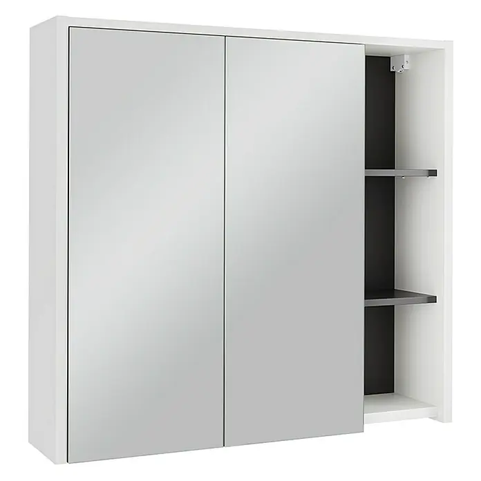 Vicco Spiegelschrank Viola Weiß/Grau mit offenen Regalen - Sonstiges, Weiß/Grau