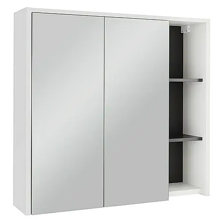 Vicco  Spiegelschrank Viola Weiß/Grau mit offenen Regalen