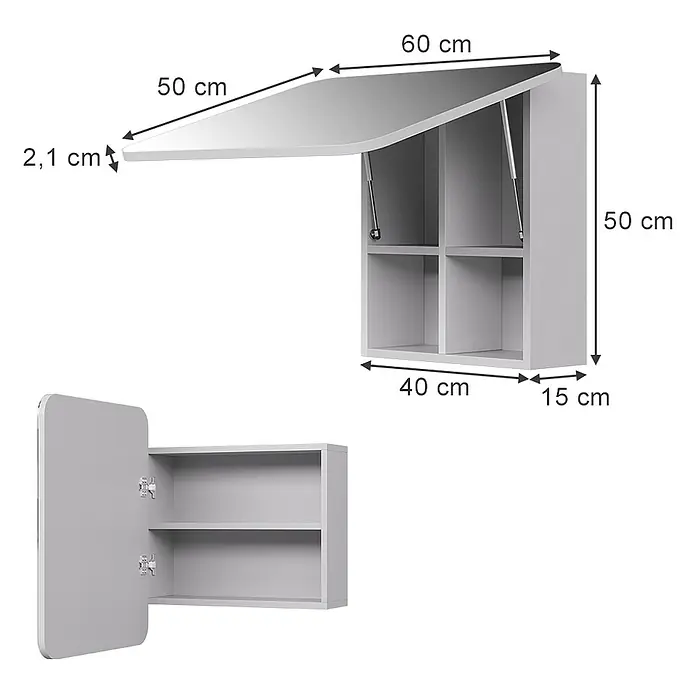Vicco Spiegelschrank Zino Weiß mit Regalen - Sonstiges, Weiß