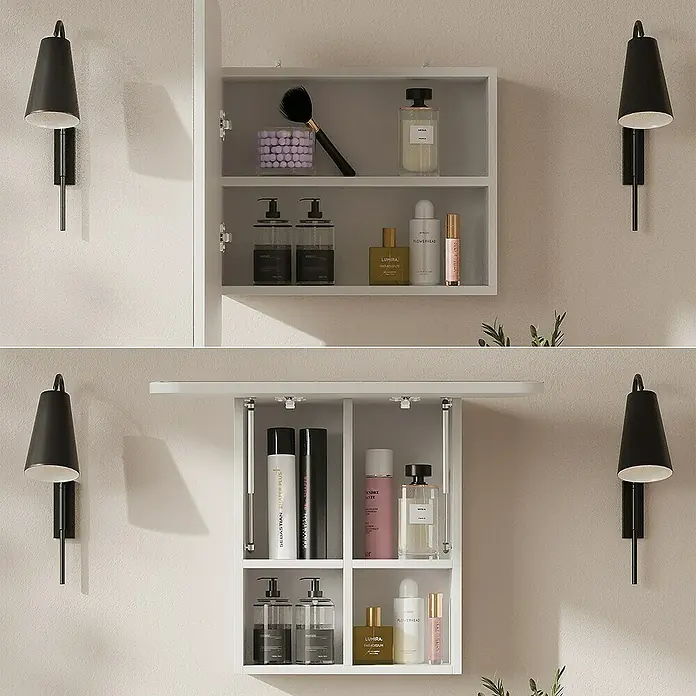 Vicco Spiegelschrank Zino Weiß mit Regalen - Sonstiges, Weiß
