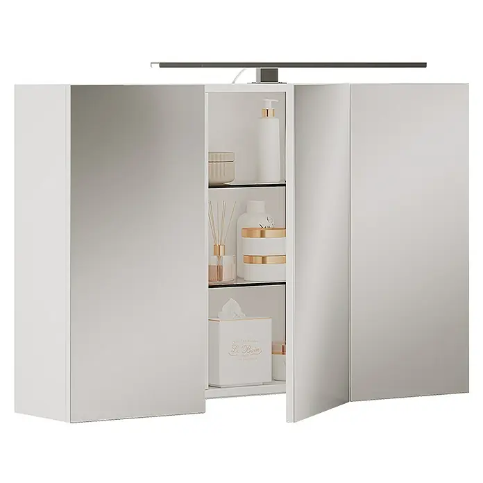 Vicco Spiegelschrank Lavio Weiß mit LED-Beleuchtung - B x H: 90 x 60 cm, Sonstiges, Weiß