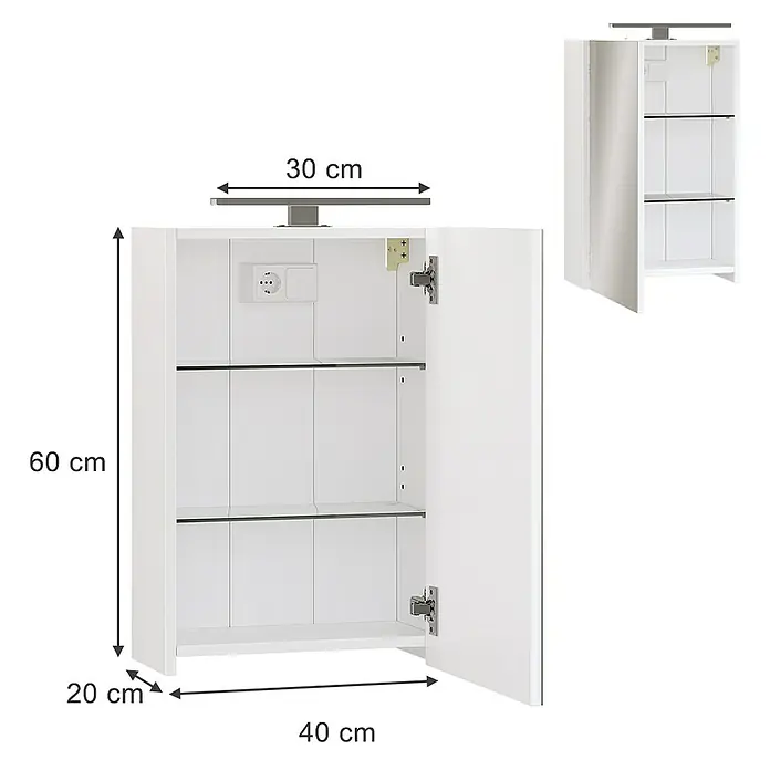 Vicco Spiegelschrank Lavio Weiß mit LED-Beleuchtung - Stahl, Weiß