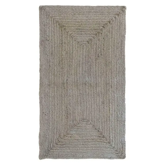 Alfombra de yute Nazar - Multicolor, 110 x 60 cm - Alfombra rectangular hecha de material de yute trenzado con un borde decorativo. Color natural para uso versátil.