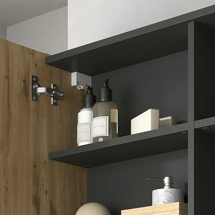 Vicco Spiegelschrank Edelin Anthrazit/Artisan mit Regalen - B x H: 100 x 75 cm, Sonstiges, Anthrazit/Artisan