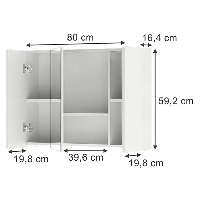 Vicco Spiegelschrank Leopold Weiß mit Regalen - B x H: 80 x 59,2 cm, Sonstiges, Weiß