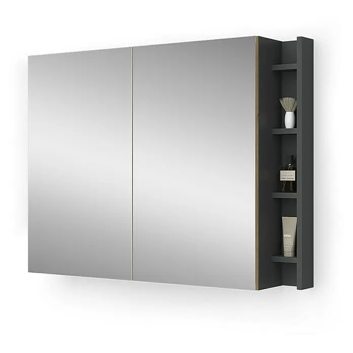 Vicco Spiegelschrank Edelin Anthrazit/Artisan mit Regalen - B x H: 100 x 75 cm, Sonstiges, Anthrazit/Artisan