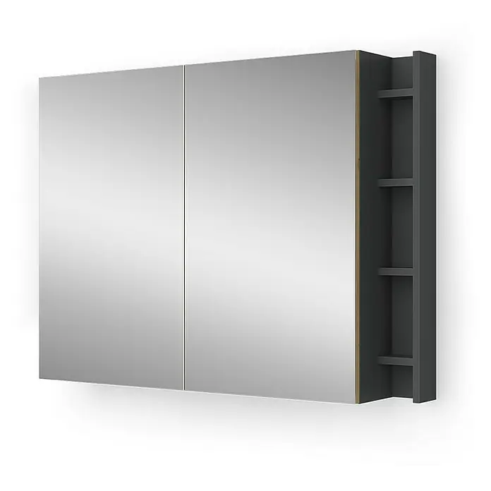 Vicco Spiegelschrank Edelin Anthrazit/Artisan mit Regalen - B x H: 100 x 75 cm, Sonstiges, Anthrazit/Artisan