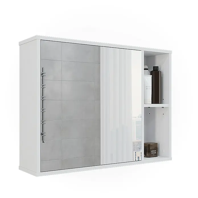 Vicco Spiegelschrank Leano Weiß - B x H: 80 x 60 cm, Sonstiges, Weiß