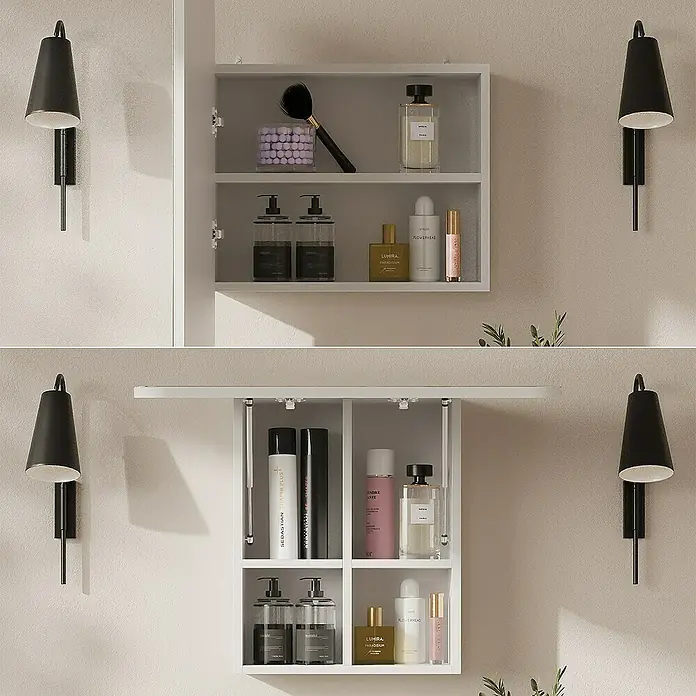 Vicco Spiegelschrank Zino Weiß mit Regalen - B x H: 65 x 50 cm, Sonstiges, Weiß
