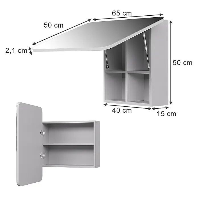 Vicco Spiegelschrank Zino Weiß mit Regalen - B x H: 65 x 50 cm, Sonstiges, Weiß