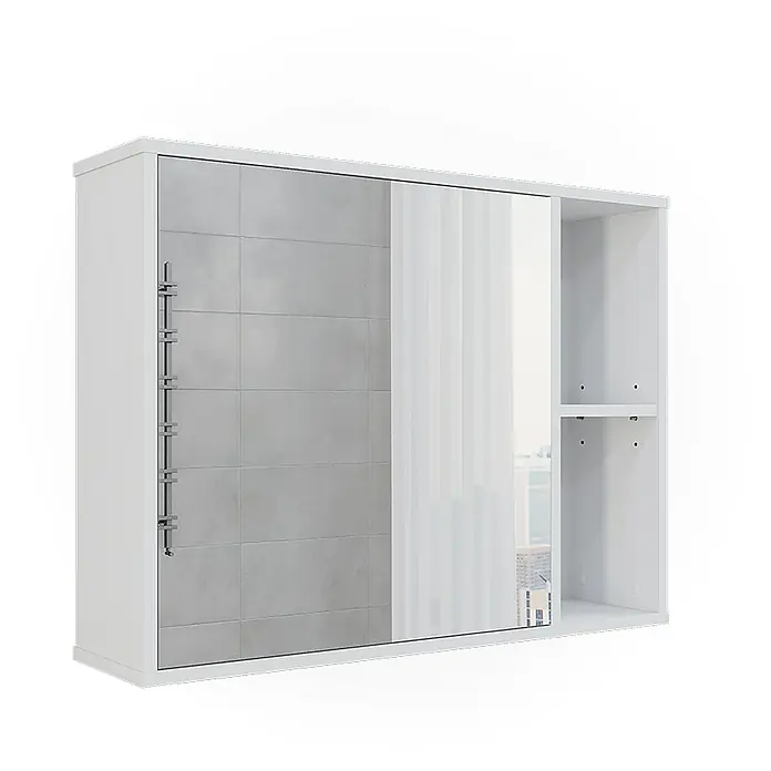 Vicco Spiegelschrank Leano Weiß - B x H: 80 x 60 cm, Sonstiges, Weiß