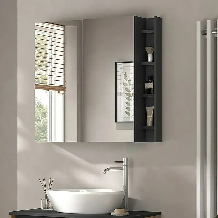 Vicco Spiegelschrank Edelin Anthrazit/Artisan mit Regalen - Sonstiges, Anthrazit/Artisan