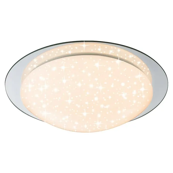 Lavida LED-Deckenleuchte rund Limena - 18 W, Ø x H: 380 mm x 10,5 cm, Weiß/Silber - Runde LED-Deckenleuchte mit Sternenmuster für eine gemütliche Atmosphäre. Ideal für Wohnzimmer oder Schlafzimmer und energiesparend.