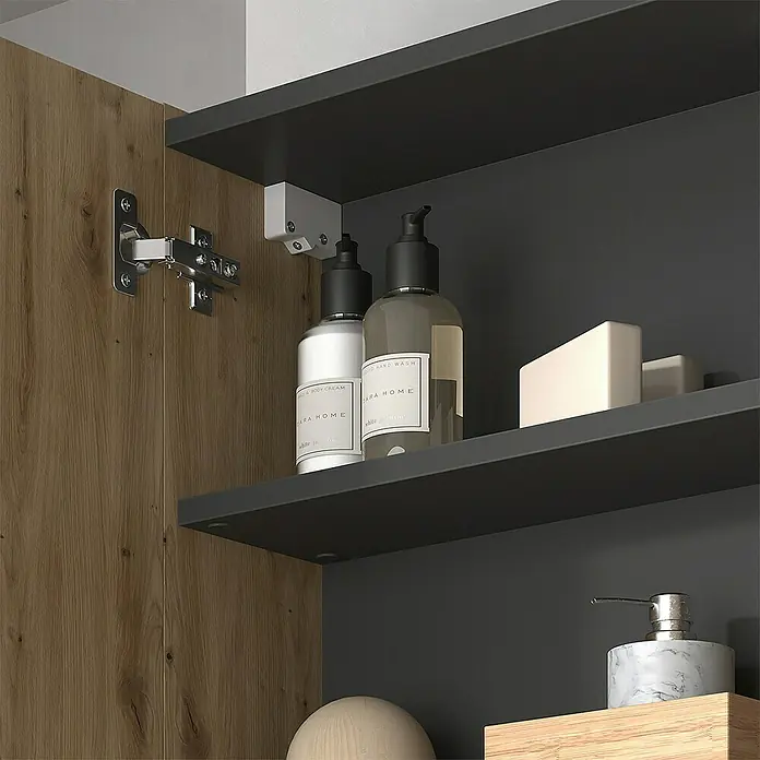 Vicco Spiegelschrank Edelin Anthrazit/Artisan mit Regalen - Sonstiges, Anthrazit/Artisan