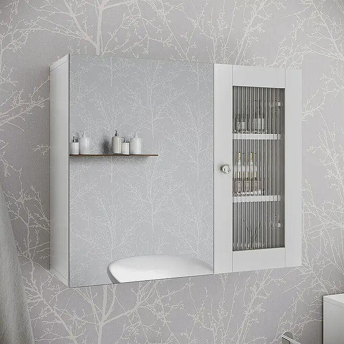 Vicco Spiegelschrank Malte Weiß mit Spiegel - B x H: 60 x 50 cm, Stahl, Weiß