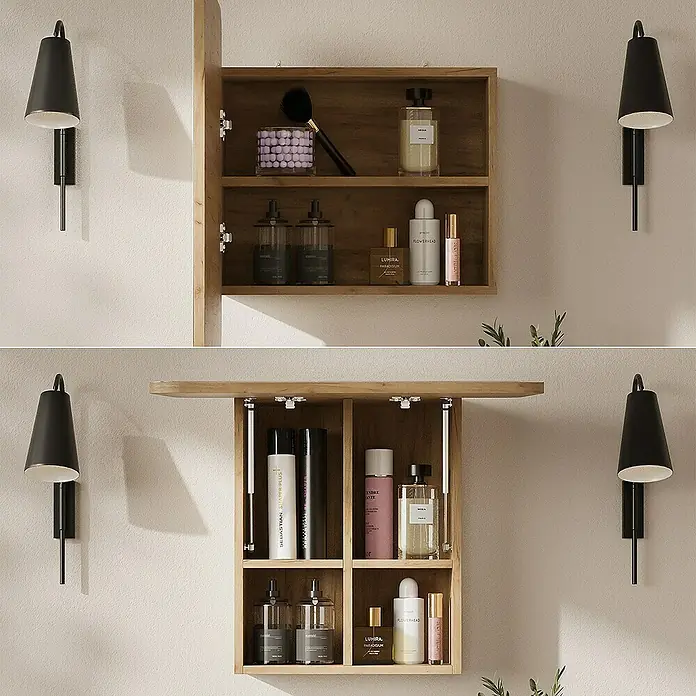 Vicco Spiegelschrank Zino Goldkraft Eiche mit Regalen - Sonstiges, Goldkraft Eiche
