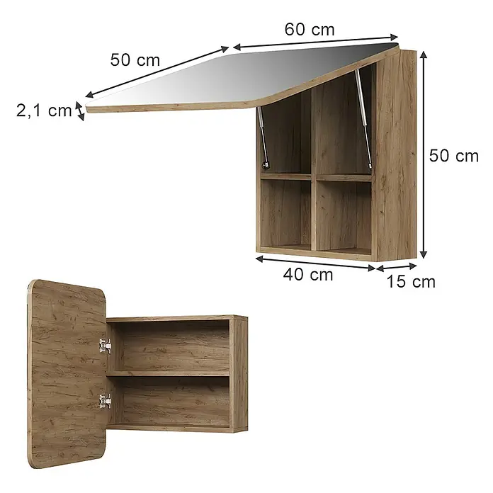Vicco Spiegelschrank Zino Goldkraft Eiche mit Regalen - Sonstiges, Goldkraft Eiche