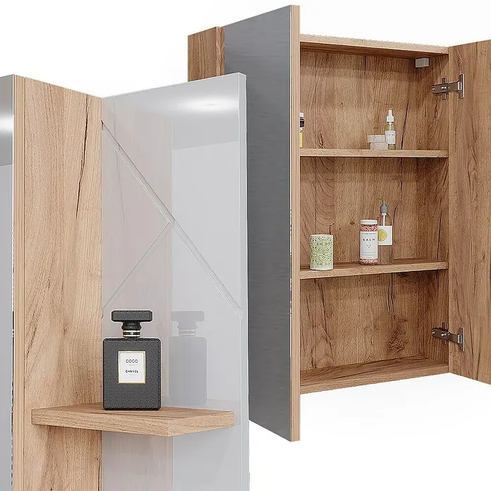 Vicco Spiegelschrank Irma Weiß Hochglanz - B x H: 80 x 75 cm, Sonstiges, Weiß Hochglanz