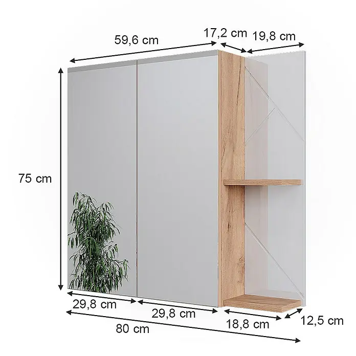 Vicco Spiegelschrank Irma Weiß Hochglanz - B x H: 80 x 75 cm, Sonstiges, Weiß Hochglanz