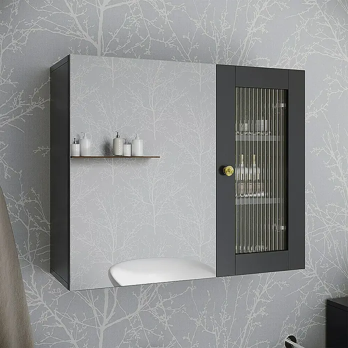 Vicco Spiegelschrank Malte Grau mit Spiegel - B x H: 60 x 50 cm, Stahl, Grau