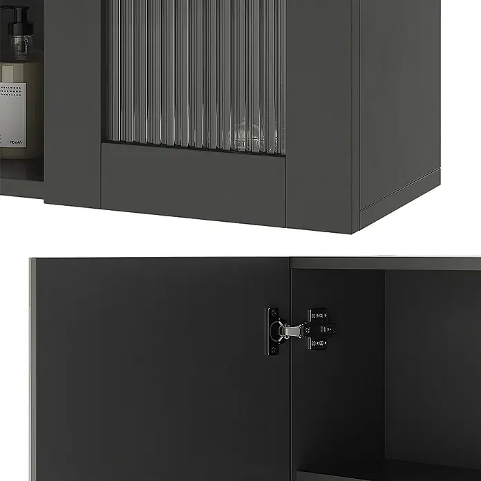Vicco Spiegelschrank Malte Grau mit Spiegel - B x H: 60 x 50 cm, Stahl, Grau