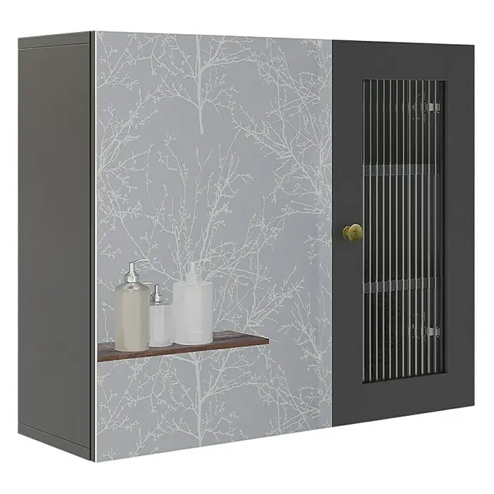 Vicco Spiegelschrank Malte Grau mit Spiegel - B x H: 60 x 50 cm, Stahl, Grau