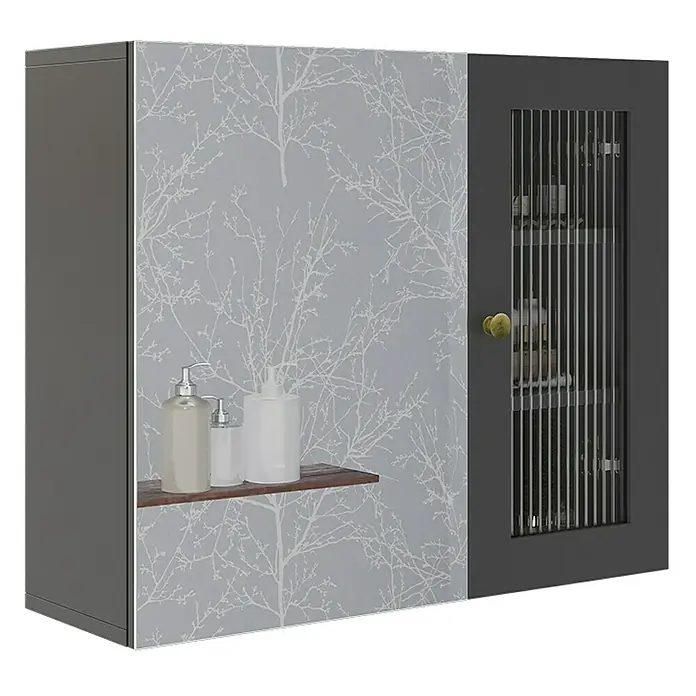 Vicco Spiegelschrank Malte Grau mit Spiegel - B x H: 60 x 50 cm, Stahl, Grau