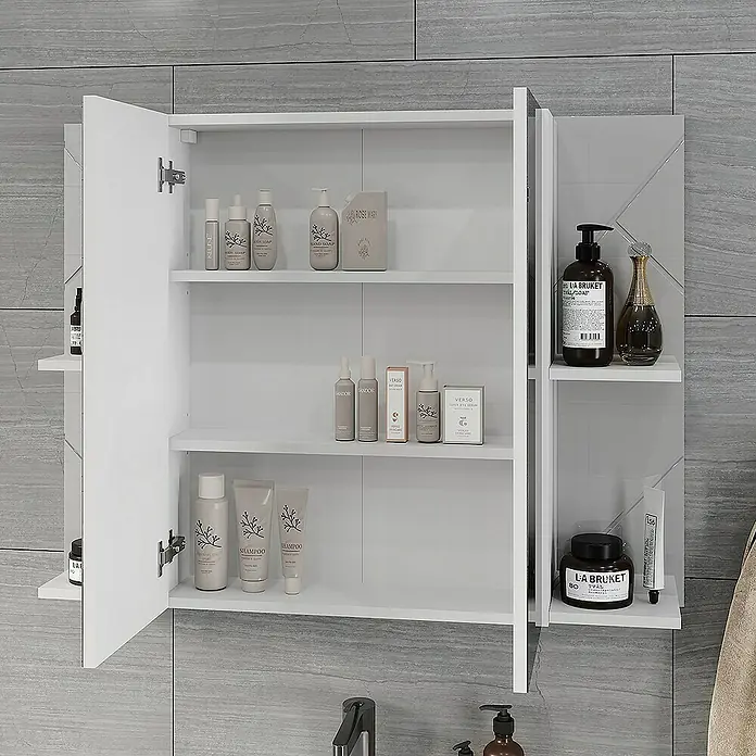 Vicco Spiegelschrank Irma Weiß/Weiß Hochglanz mit 2 Türen - B x H: 100 x 75 cm, Sonstiges, Weiß/Weiß Hochglanz