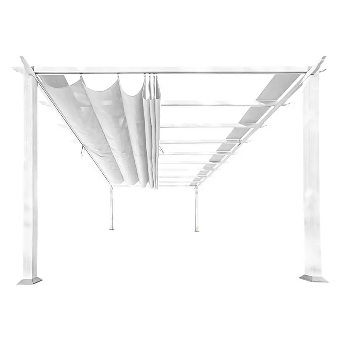 Paragon Outdoor Raffpavillon Florenz - B x T: 505 x 350 cm, Farbe Dach: Weiß, Farbe Gestell: Weiß - Pergola mit verschiebbarer Stoffbahn. Die weiße Pergola bietet flexiblen Sonnenschutz für Garten oder Terrasse.