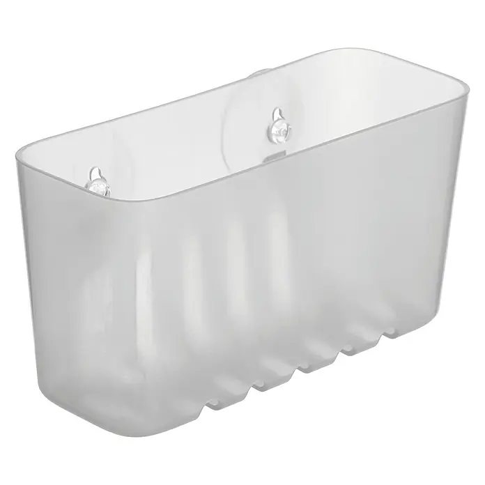 Tatay Standard Cesta de baño - L x An x Al: 8,5 x 20 x 11 cm, Transparente - Recipiente transparente con ventosas para guardar objetos en el baño o la cocina. Ideal para espacios pequeños.