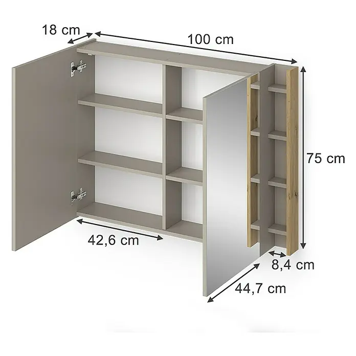 Vicco Spiegelschrank Edelin Cashmere mit Regalen - Sonstiges, Cashmere