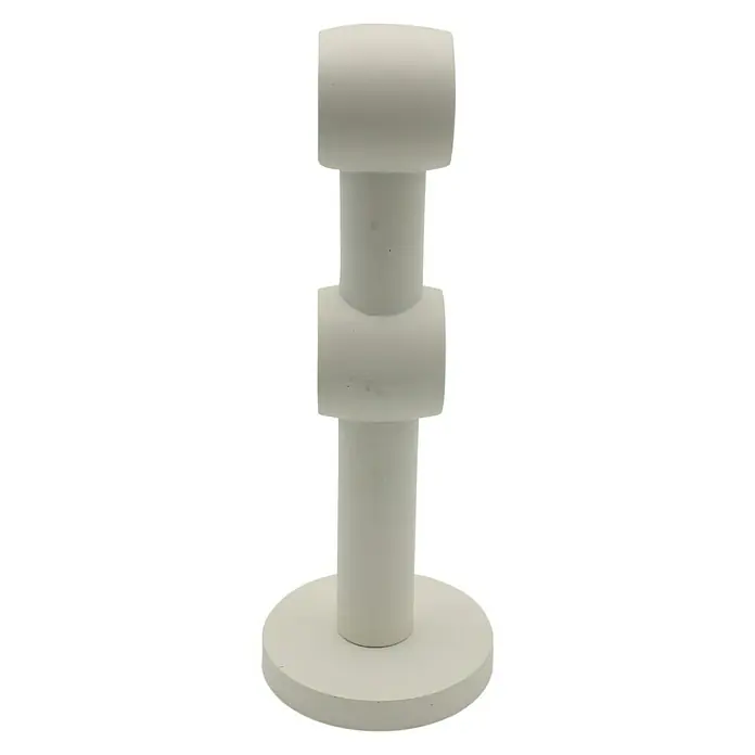 Expo Ambiente Doppelträger Noble - Elfenbein, Geeignet für: Gardinenstangen Ø 20 mm, Länge: 13,4 cm - Ein cremefarbener, dekorativer Schmuckständer mit einem runden Sockel, zwei zylindrischen Säulen und zwei zylindrischen Elementen.