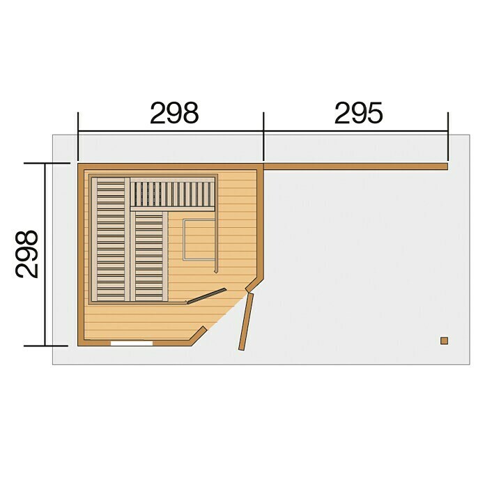 Weka Saunahaus Salo 2Ohne Ofen, 338 x 646 x 237 cm, Grau View From Above