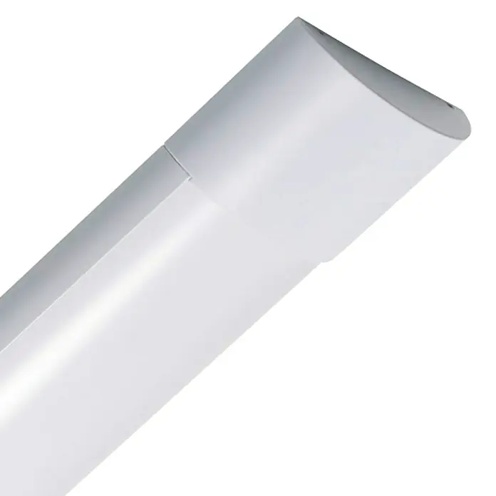 Müller-Licht LED-Wand- & Deckenleuchte Scala Dim Flat - 35 W, L x B x H: 91,3 x 12 x 3,1 cm, Weiß/Aluminium, Neutralweiß - Nahaufnahme einer weißen LED-Leuchtstofflampe, die ein sauberes und modernes Beleuchtungsprodukt zeigt.