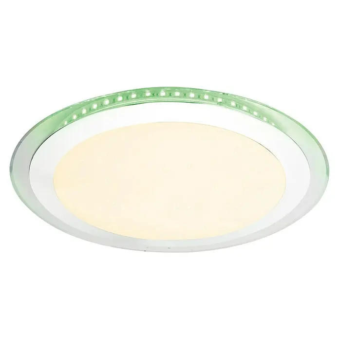 Lavida LED-Deckenleuchte rund Arrco - 30 W, Ø x H: 405 mm x 9 cm, Opal, RGB - Elegante Deckenleuchte mit LED-Beleuchtung. Das moderne Design und die grüne Akzentbeleuchtung machen sie zu einem Hingucker in jedem Raum.
