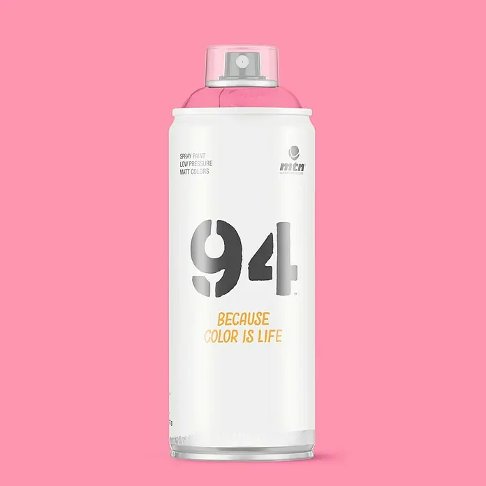 mtn Pintura decorativa en spray 94 - Rosa orquídea, Mate, 400 ml - Una lata de pintura en aerosol MTN 94 en rosa vibrante. Perfecta para proyectos de arte y graffiti, ofrece un acabado mate y baja presión para una aplicación precisa.