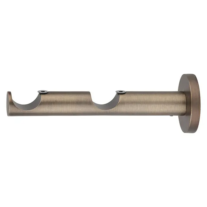 Expo Ambiente Doppelträger Function - Bronze, Geeignet für: Gardinenstangen Ø 25 mm, Länge: 16,5 cm - Doppelter Gardinenstangenhalter in gebürstetem Bronze-Finish. Praktische Halterung für die Anbringung von zwei Gardinenstangen.