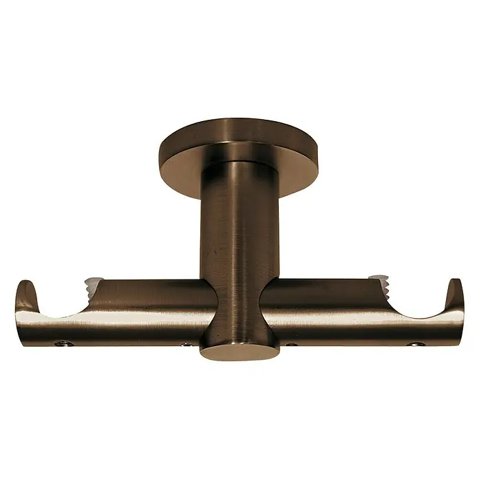 Expo Ambiente Deckenträger Urban - Bronze, Geeignet für: Gardinenstangen Ø 25 mm, Anzahl Läufe: 2 Stk. - Stilvolle Doppelgardinenstange aus Metall in Bronze-Optik, ideal für eine elegante Fensterdekoration und robuste Vorhangaufhängung.