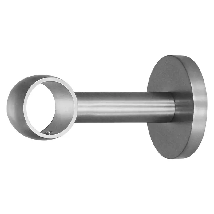 Expo Ambiente Träger Noble - Edelstahloptik, Geeignet für: Gardinenstangen Ø 20 mm, 8,4 cm - Wandhalterung für Gardinenstange aus gebürstetem Edelstahl. Solide Konstruktion für sicheren Halt von Gardinen.