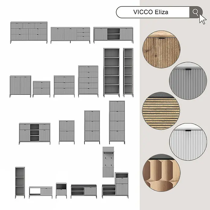 Vicco Spiegelschrank Eliza Weiß mit 2 Türen - Sonstiges, Weiß