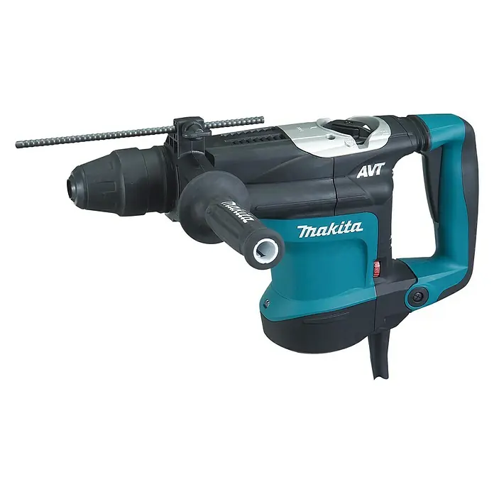 Makita Kombihammer HR3541FCX - 850 W, 5,7 J, SDS-Max-Aufnahme - Abbildung eines Makita AVT-Bohrhammers, der für Bau- und Abbrucharbeiten entwickelt wurde.