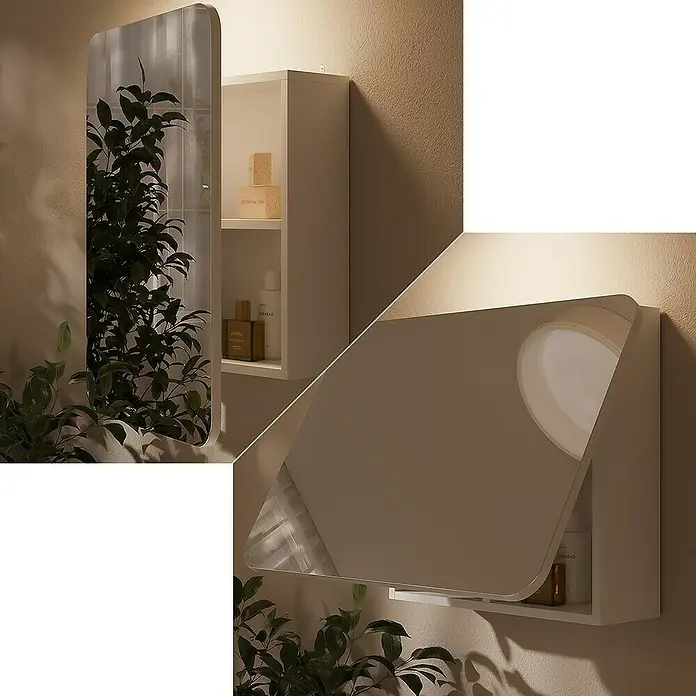 Vicco Spiegelschrank Zino Weiß mit Regalen - B x H: 70 x 50 cm, Sonstiges, Weiß
