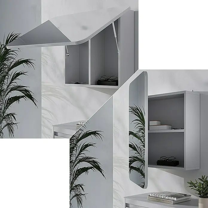 Vicco Spiegelschrank Zino Weiß mit Regalen - B x H: 70 x 50 cm, Sonstiges, Weiß
