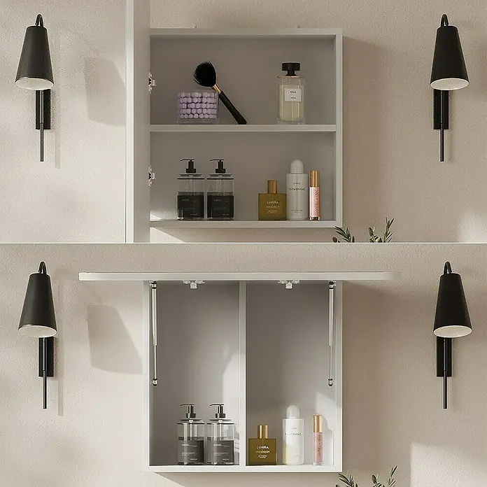 Vicco Spiegelschrank Zino Weiß mit Regalen - B x H: 70 x 50 cm, Sonstiges, Weiß