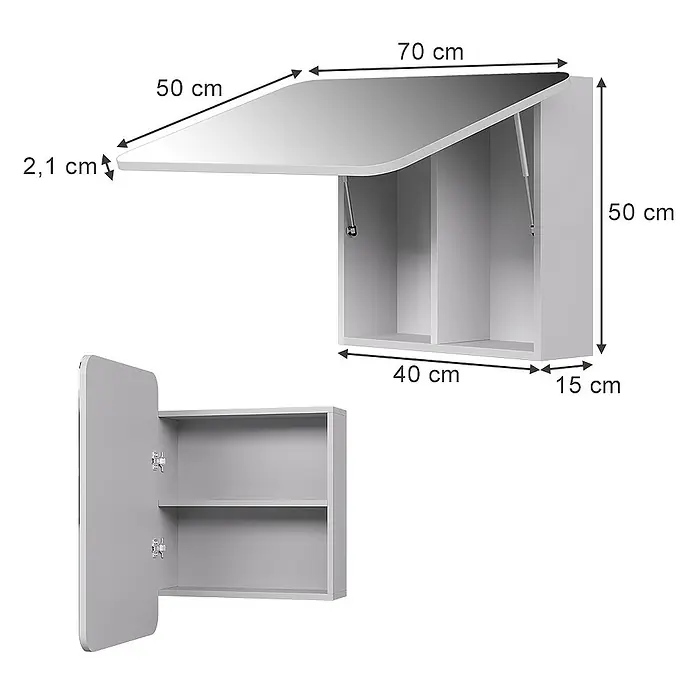 Vicco Spiegelschrank Zino Weiß mit Regalen - B x H: 70 x 50 cm, Sonstiges, Weiß