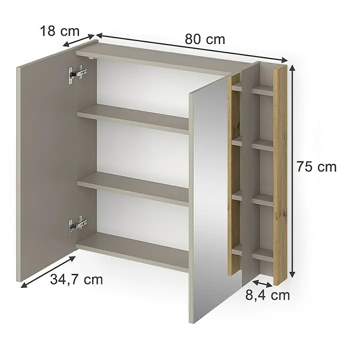 Vicco Spiegelschrank Edelin Cashmere mit Regalen - Sonstiges, Cashmere
