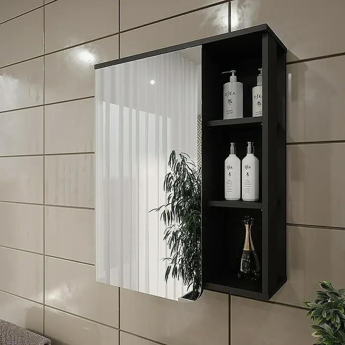 Vicco Spiegelschrank Karen Anthrazit/Weiß - B x H: 60 x 75 cm, Sonstiges, Anthrazit/Weiß