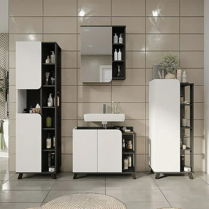 Vicco Spiegelschrank Karen Anthrazit/Weiß - B x H: 60 x 75 cm, Sonstiges, Anthrazit/Weiß